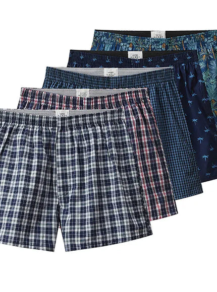 KissICON Comfortable Mens Plaid Cotton Boxer Shorts