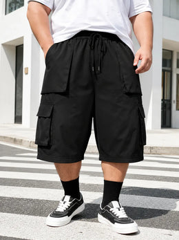 KissICON Comfortable Plus Size Mens Casual Workwear Shorts with Pockets