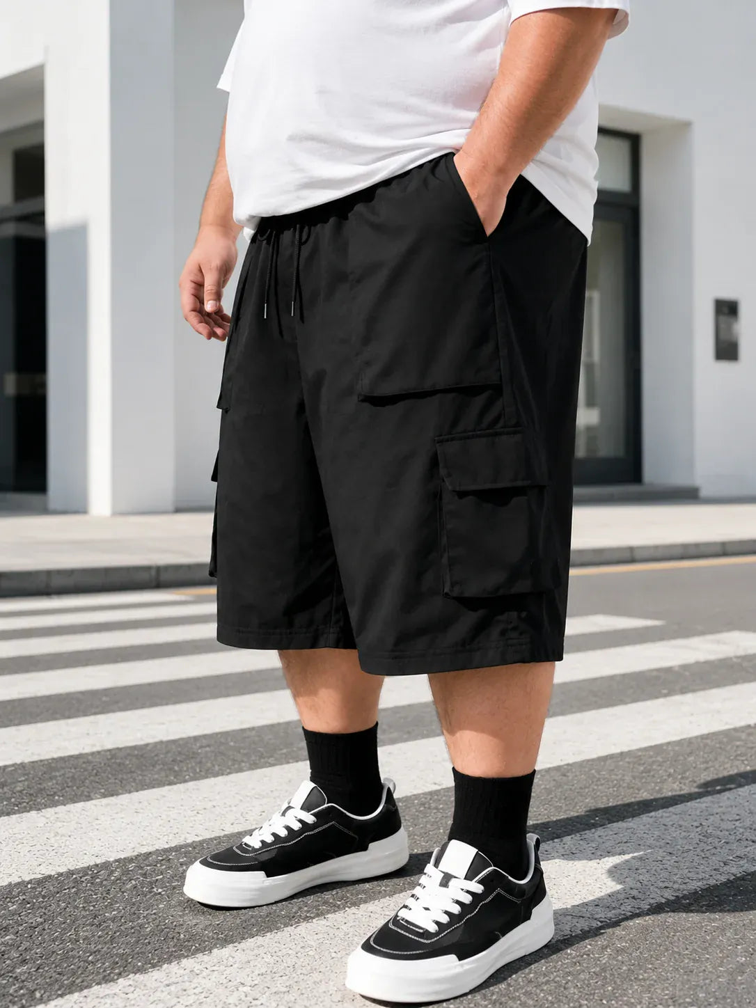 KissICON Comfortable Plus Size Mens Casual Workwear Shorts with Pockets