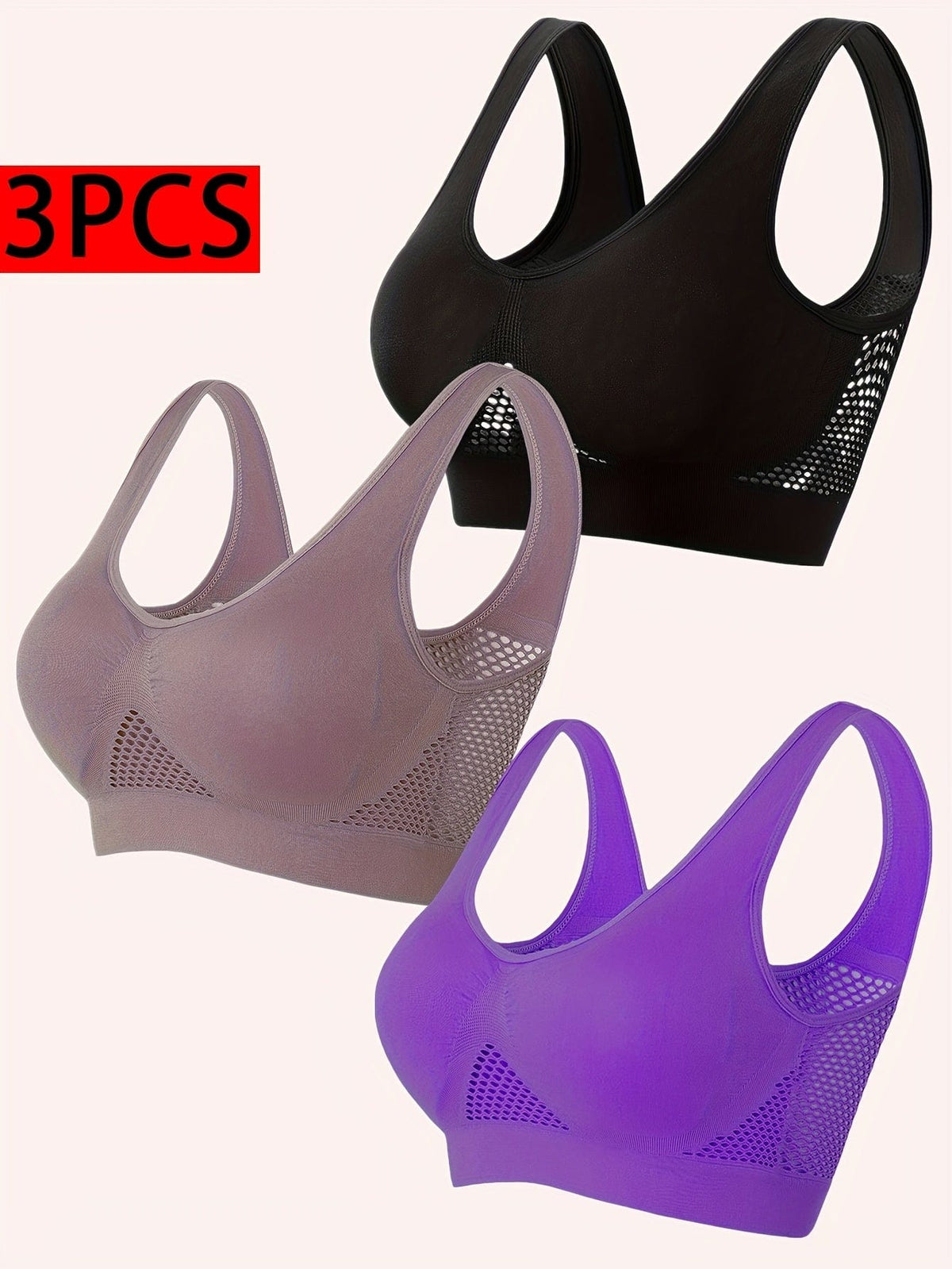 KissICON Comfy Mesh Wireless Bras – 3 Unpadded