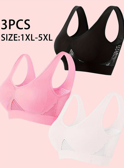 KissICON Comfy Mesh Wireless Bras – 3 Unpadded