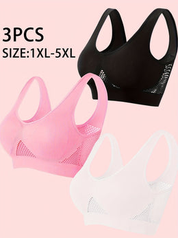 KissICON Comfy Mesh Wireless Bras – 3 Unpadded