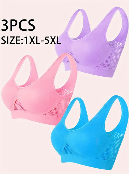 KissICON Comfy Mesh Wireless Bras – 3 Unpadded