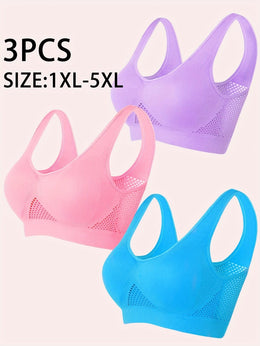 KissICON Comfy Mesh Wireless Bras – 3 Unpadded