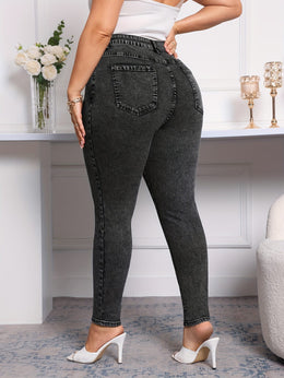 jkthpu-45 Comfy Oversized Womens Elastic Waist Jeans