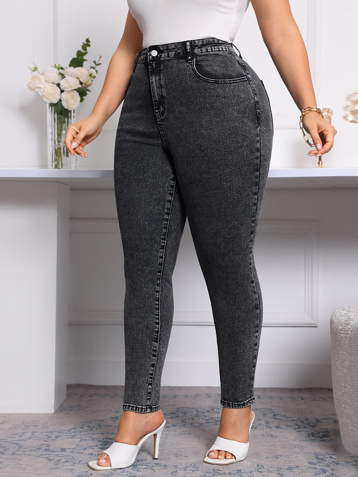 Comfy Oversized Womens Elastic Waist Jeans