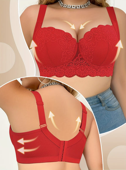 KissICON Contrast Lace Underwear Women's Curve Push-up Bra
