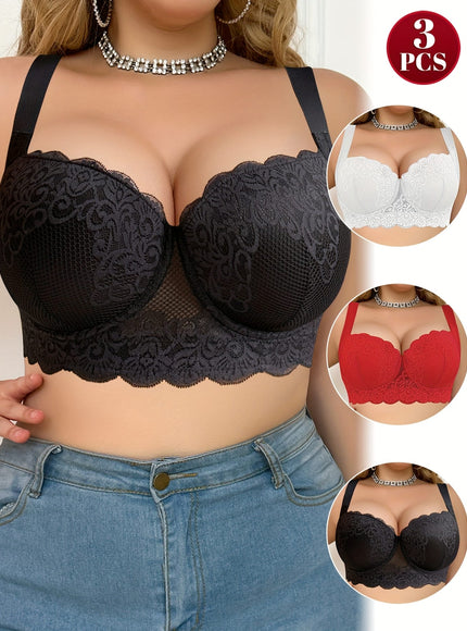 KissICON Contrast Lace Underwear Women's Curve Push-up Bra