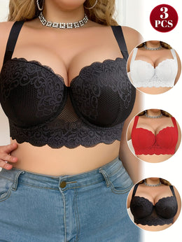 KissICON Contrast Lace Underwear Women's Curve Push-up Bra