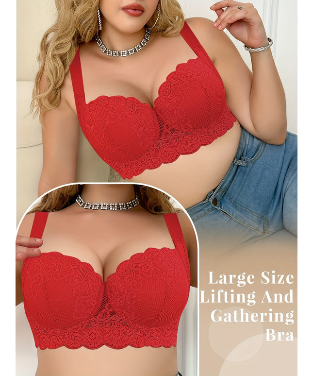 KissICON Contrast Lace Underwear Women's Curve Push-up Bra