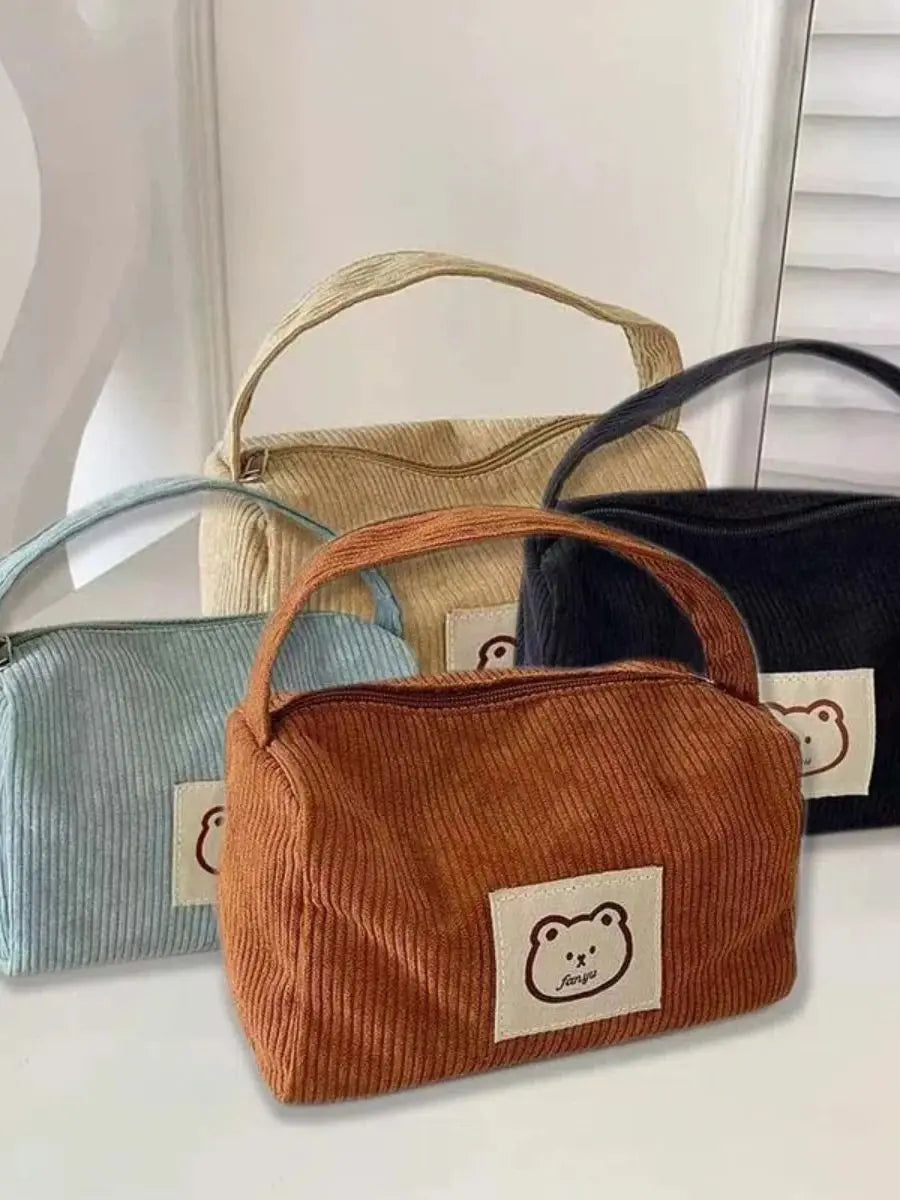 KissICON Cosmetic Bags Plush Cute Handbag – Soft Handle
