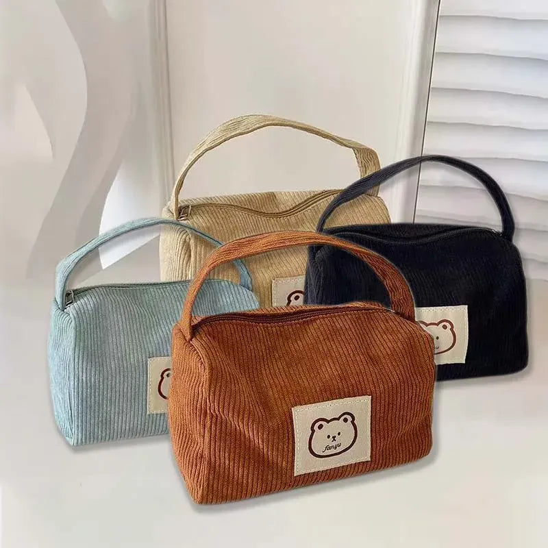 KissICON Cosmetic Bags Plush Cute Handbag – Soft Handle