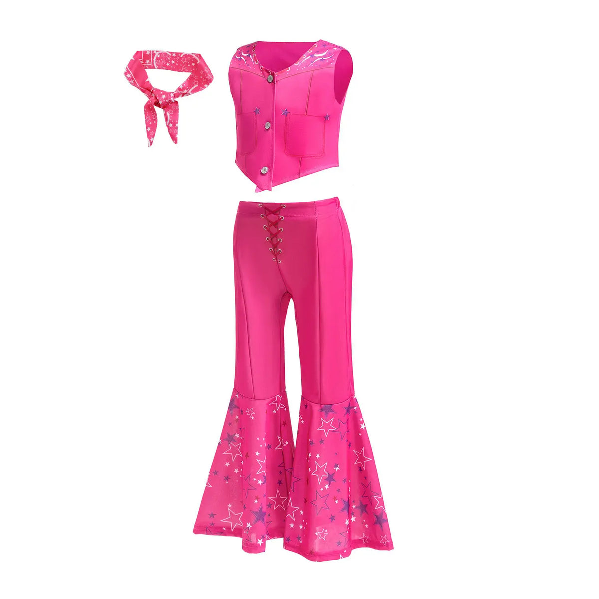 KissICON Costume 01 / 4T(TAG 120) 2026 Movie Descendant Red Role Playing Costume 3PCS Suit Coat+Dress+Flared Pants Halloween Girls The Rising of Red Clothing Set