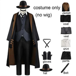 KissICON costume only(no wig) / XS（old） Nakahara Chuuya Cosplay Costume  Include Hat Uniform Trench Coat Pants Big Size Outfits Halloween Party for Comic Con