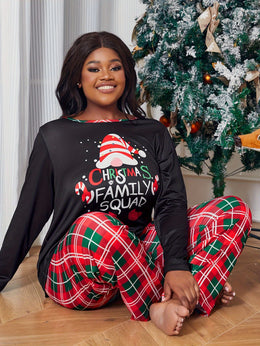KissICON Cozy Christmas Plaid Curve Pajama Set