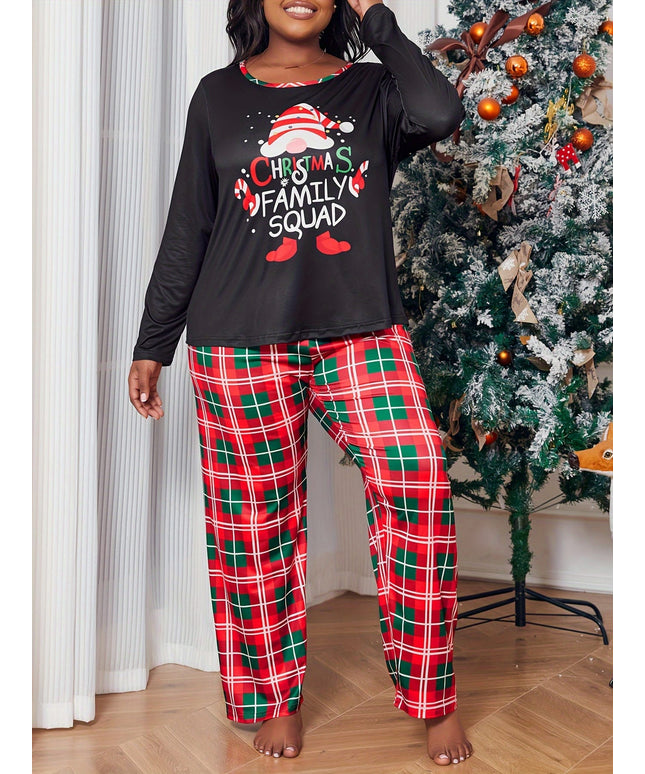 KissICON Cozy Christmas Plaid Curve Pajama Set