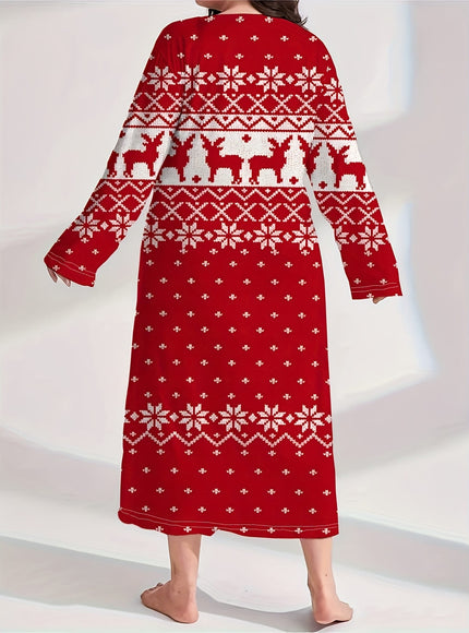 KissICON Cozy Curve Christmas Pajamas – Festive Snowflake Reindeer