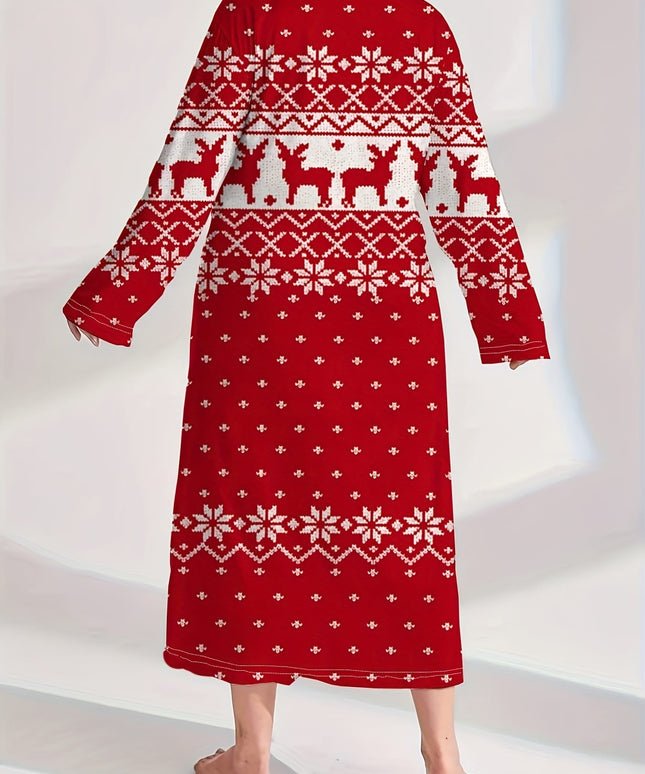 KissICON Cozy Curve Christmas Pajamas – Festive Snowflake Reindeer