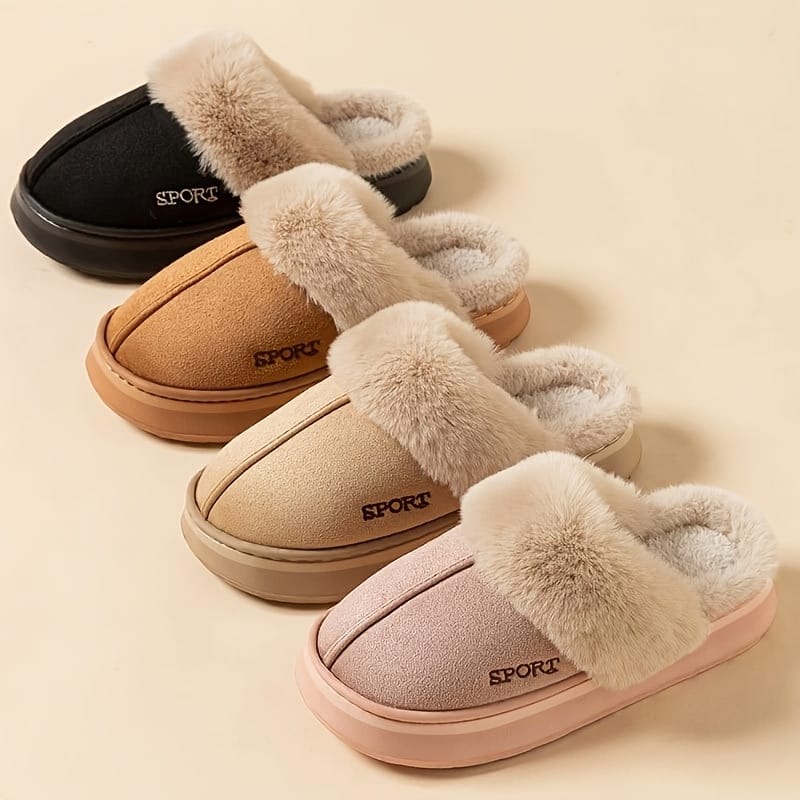 jkthpu-45 Cozy Faux Fur SlipOn Slippers for Warm IndoorOutdoor Comfort