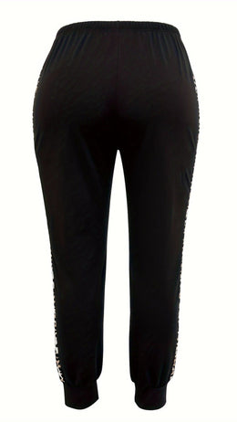 jkthpu-45 Cozy Leopard Print Joggers Womens Comfy Casual Sweatpants