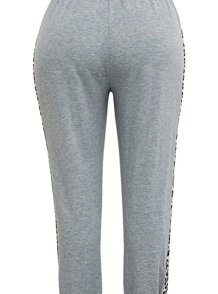jkthpu-45 Cozy Leopard Print Joggers Womens Comfy Casual Sweatpants