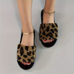 jkthpu-45 Cozy Leopard Slippers Warm NonSlip Comfort for Women