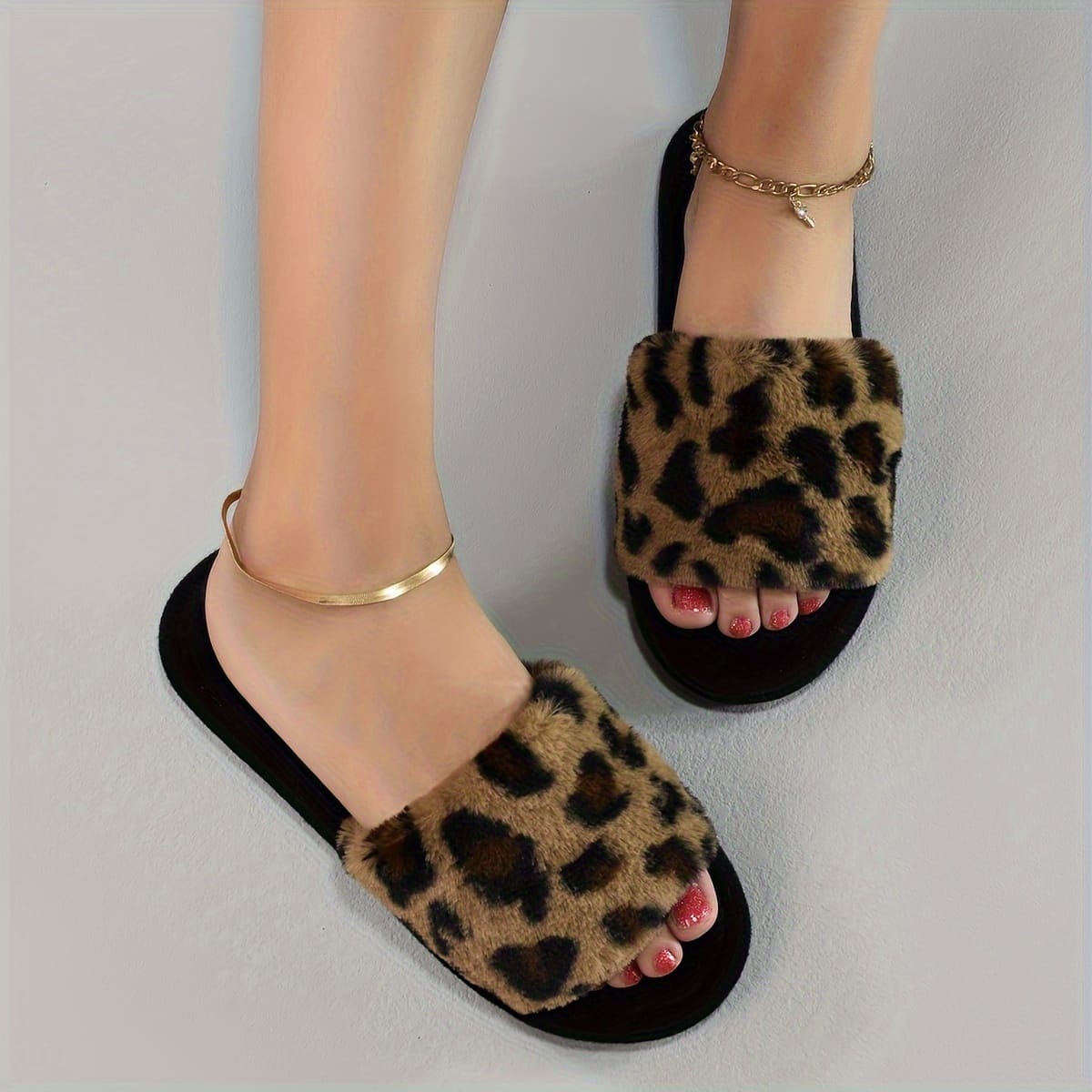 jkthpu-45 Cozy Leopard Slippers Warm NonSlip Comfort for Women