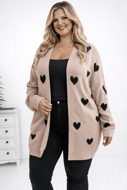KissICON Knitwear Cozy Plus Size Heart Cardigan for Casual Comfort