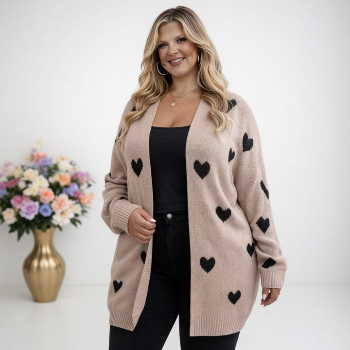 Cozy Plus Size Heart Cardigan for Casual Comfort