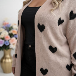 KissICON Knitwear Cozy Plus Size Heart Cardigan for Casual Comfort