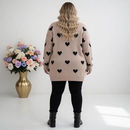 KissICON Knitwear Cozy Plus Size Heart Cardigan for Casual Comfort