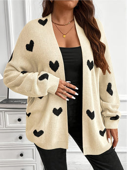 KissICON Knitwear Cozy Plus Size Heart Cardigan for Casual Comfort