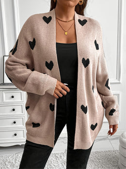 KissICON Knitwear Cozy Plus Size Heart Cardigan for Casual Comfort