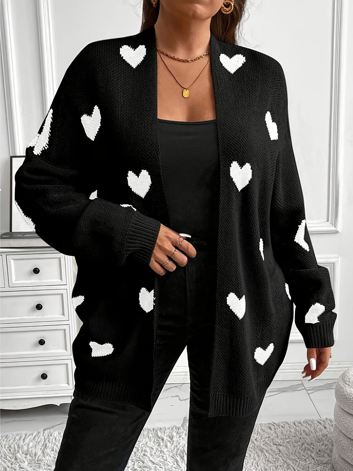 KissICON Knitwear Cozy Plus Size Heart Cardigan for Casual Comfort