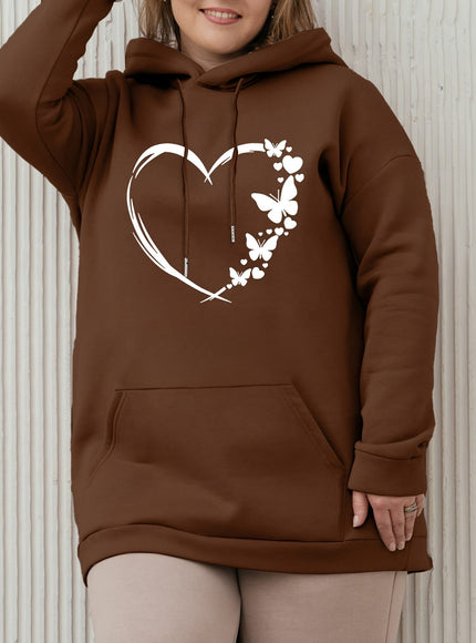 jkthpu-45 Cozy Plus Size Women's Hoodie with Heart &