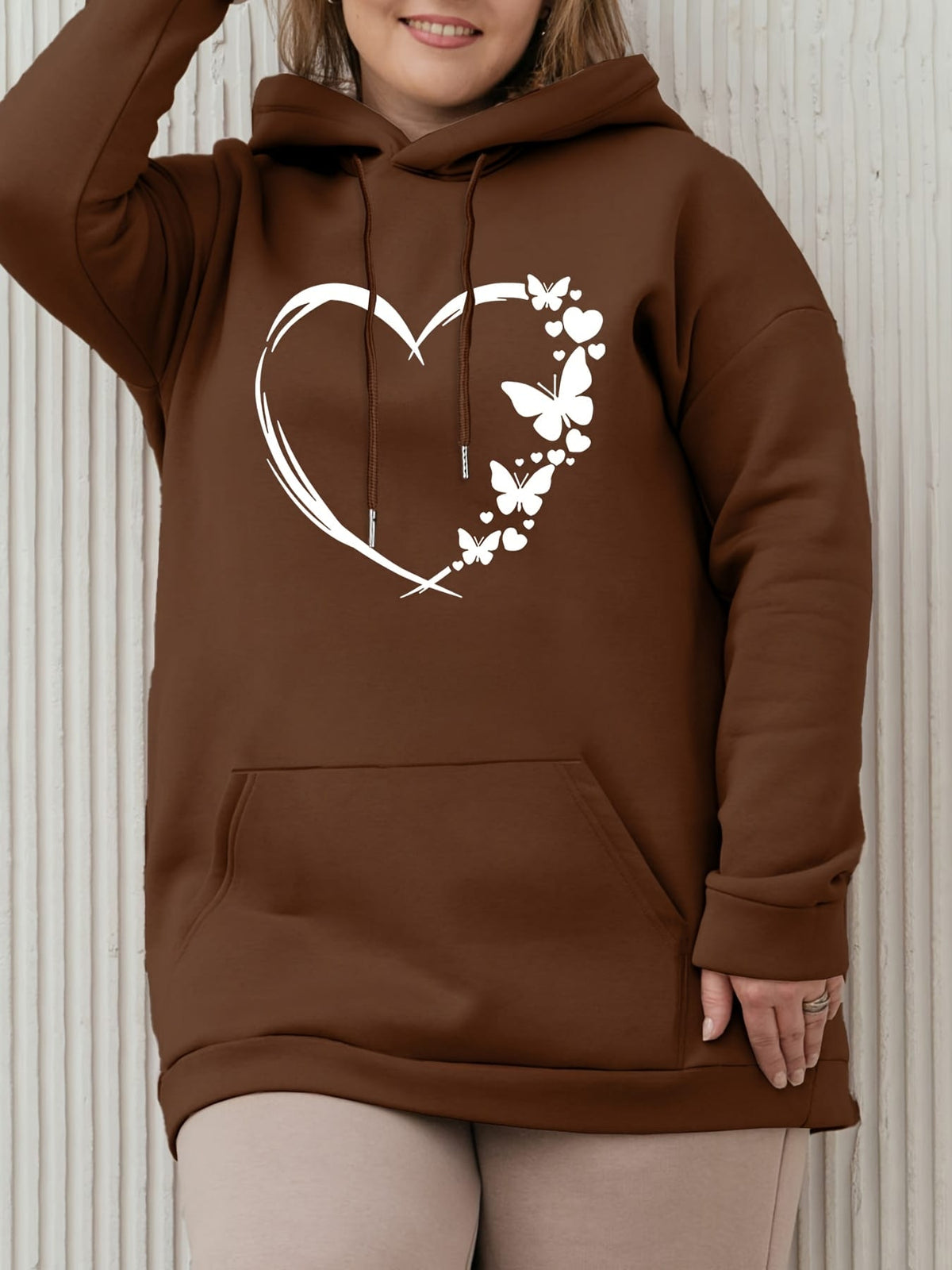 jkthpu-45 Cozy Plus Size Women's Hoodie with Heart &
