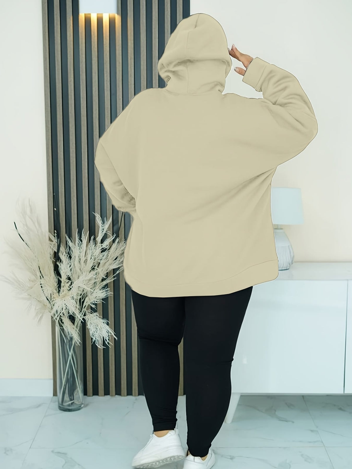 jkthpu-45 Cozy Plus Size Women's Hoodie with Heart &