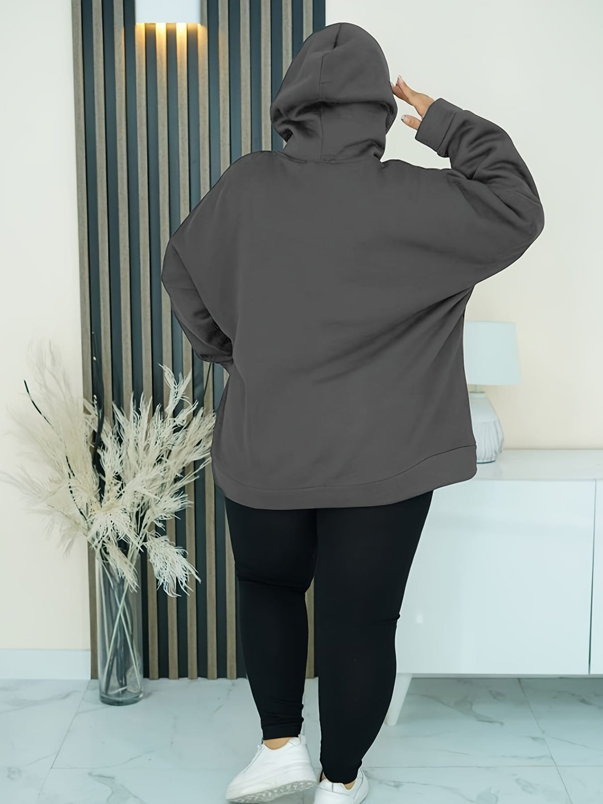 jkthpu-45 Cozy Plus Size Women's Hoodie with Heart &