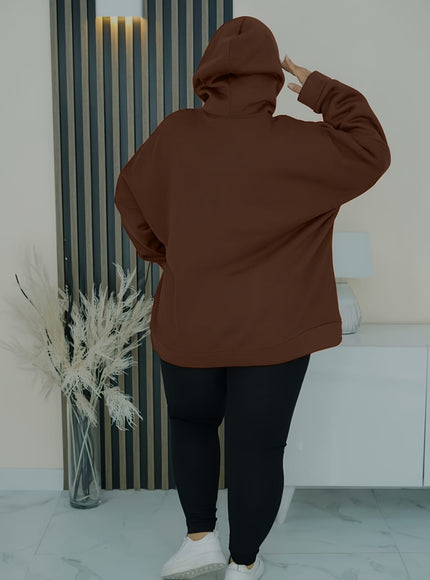 jkthpu-45 Cozy Plus Size Women's Hoodie with Heart &