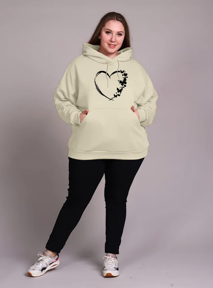 jkthpu-45 Cozy Plus Size Women's Hoodie with Heart &