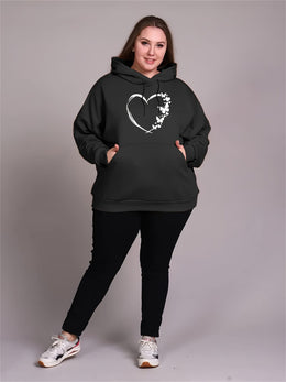 jkthpu-45 Cozy Plus Size Women's Hoodie with Heart &