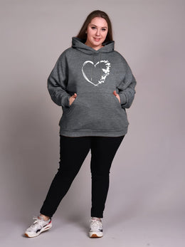 jkthpu-45 Cozy Plus Size Women's Hoodie with Heart &
