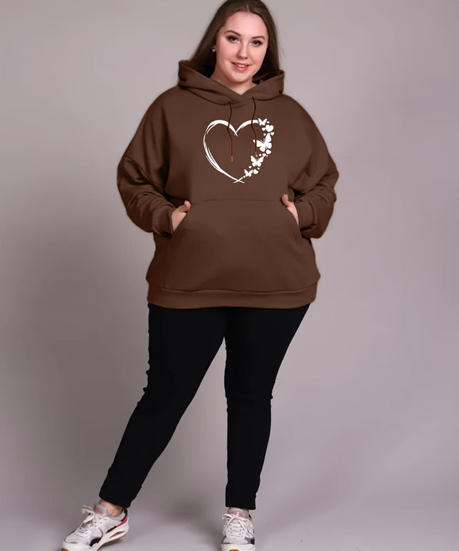 jkthpu-45 Cozy Plus Size Women's Hoodie with Heart &