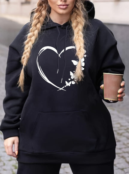 jkthpu-45 Cozy Plus Size Women's Hoodie with Heart &