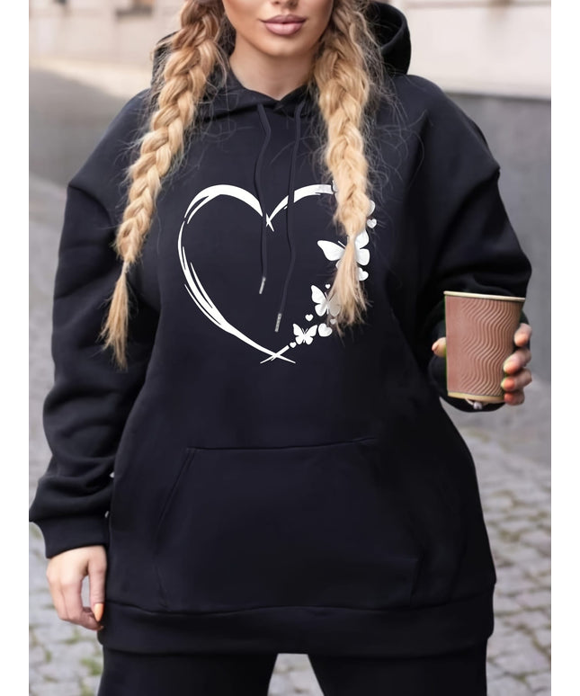 jkthpu-45 Cozy Plus Size Women's Hoodie with Heart &