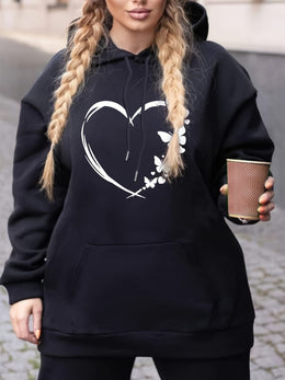 jkthpu-45 Cozy Plus Size Women's Hoodie with Heart &
