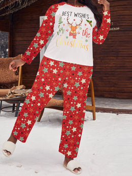 KissICON Cozy Reindeer Star Curve Christmas Pajama Set