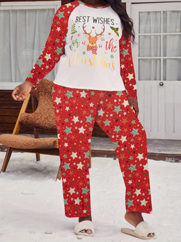 KissICON Cozy Reindeer Star Curve Christmas Pajama Set