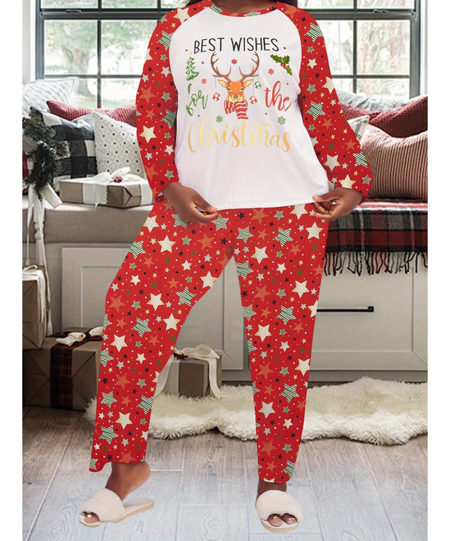 KissICON Cozy Reindeer Star Curve Christmas Pajama Set