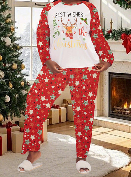 KissICON Cozy Reindeer Stars Curve Christmas Pajama Set